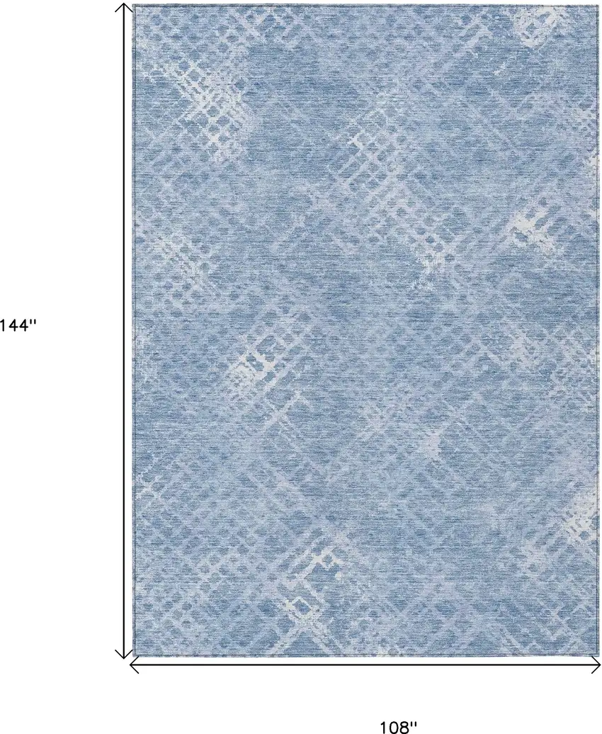 Sky Blue And Denim Blue Geometric Washable Indoor Outdoor Area Rug Photo 3