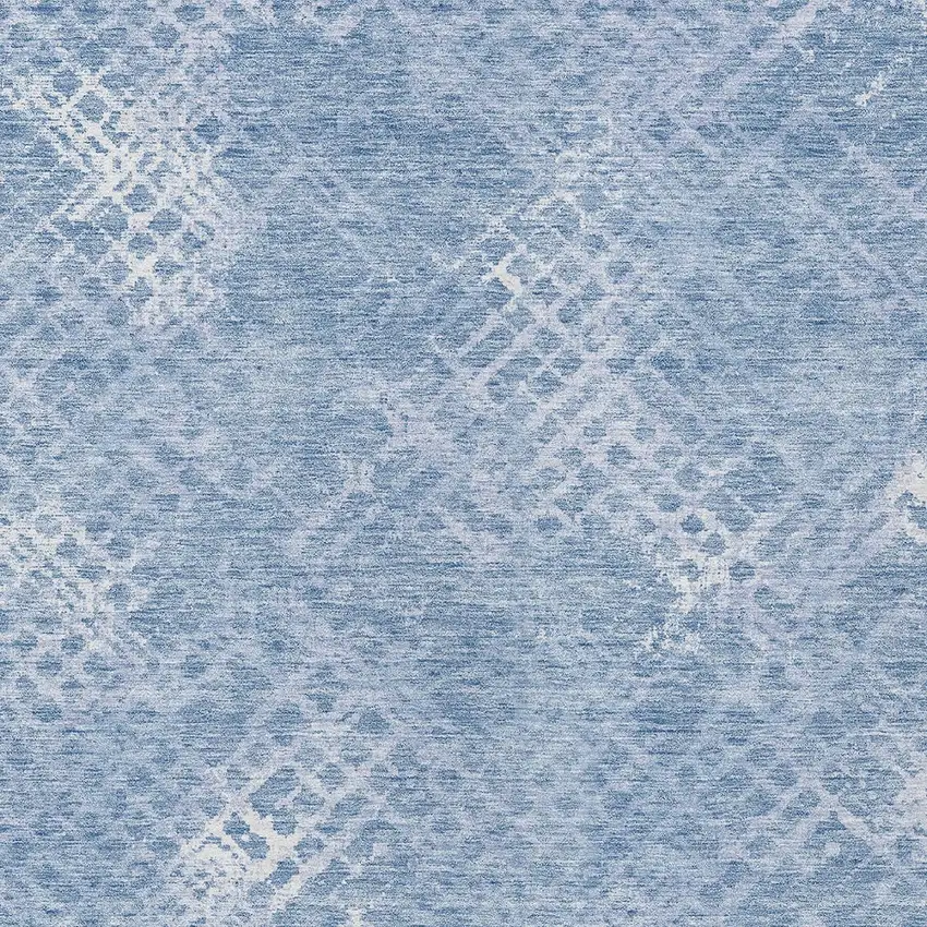 Sky Blue And Denim Blue Geometric Washable Indoor Outdoor Area Rug Photo 6