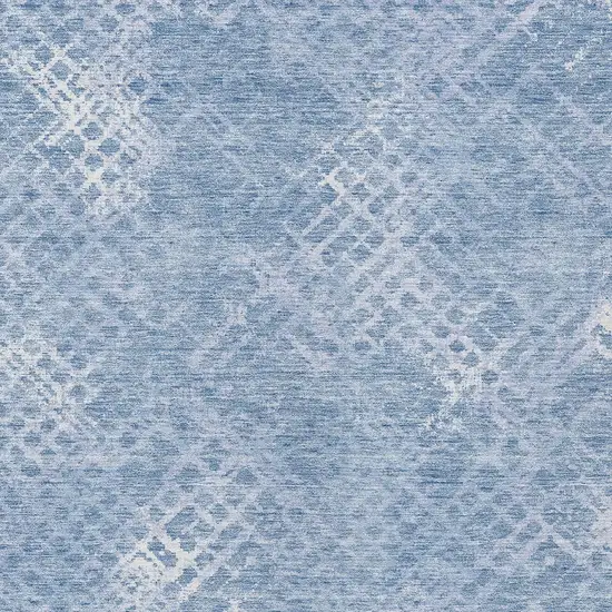 Sky Blue And Denim Blue Geometric Washable Indoor Outdoor Area Rug Photo 6