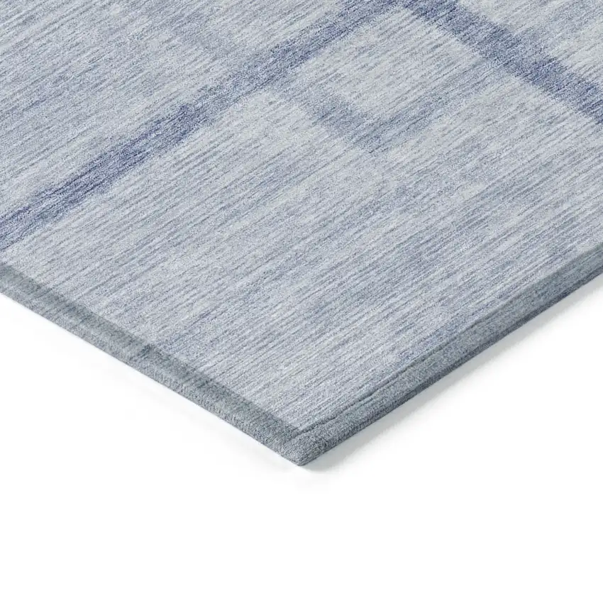 Sky Blue And Denim Blue Geometric Washable Indoor Outdoor Area Rug Photo 5