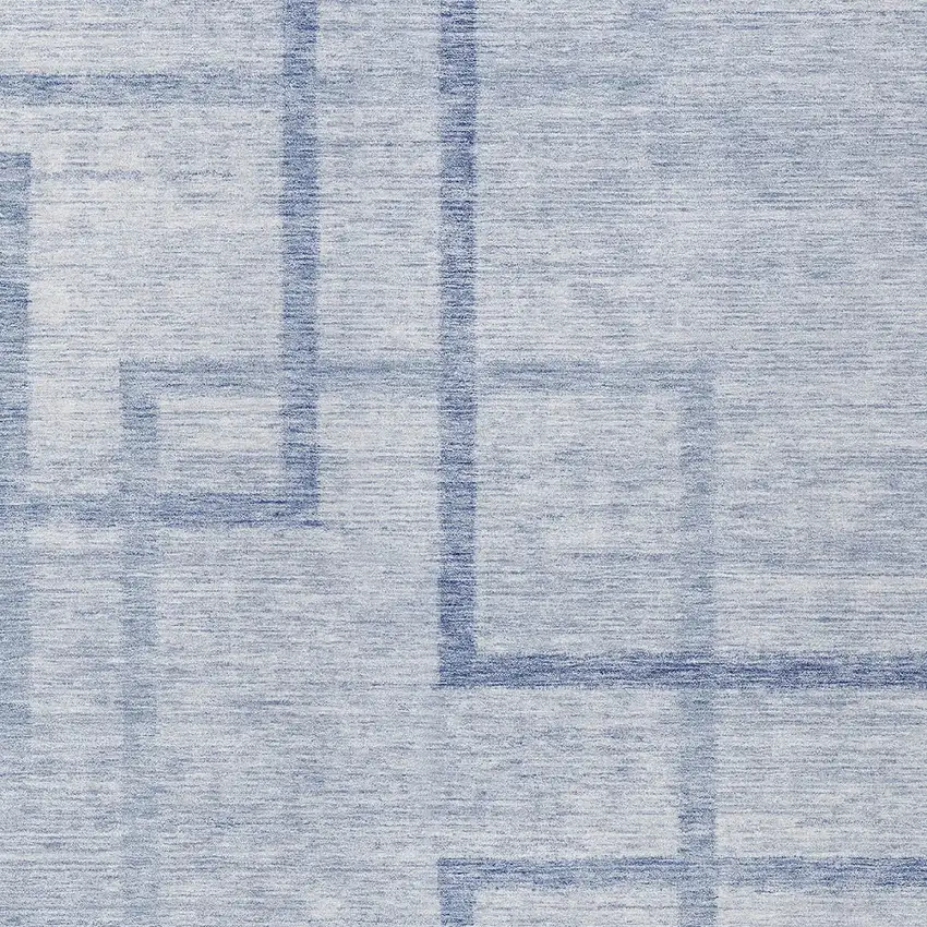 Sky Blue And Denim Blue Geometric Washable Indoor Outdoor Area Rug Photo 6