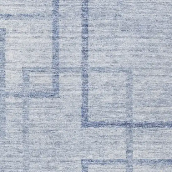 Sky Blue And Denim Blue Geometric Washable Indoor Outdoor Area Rug Photo 6