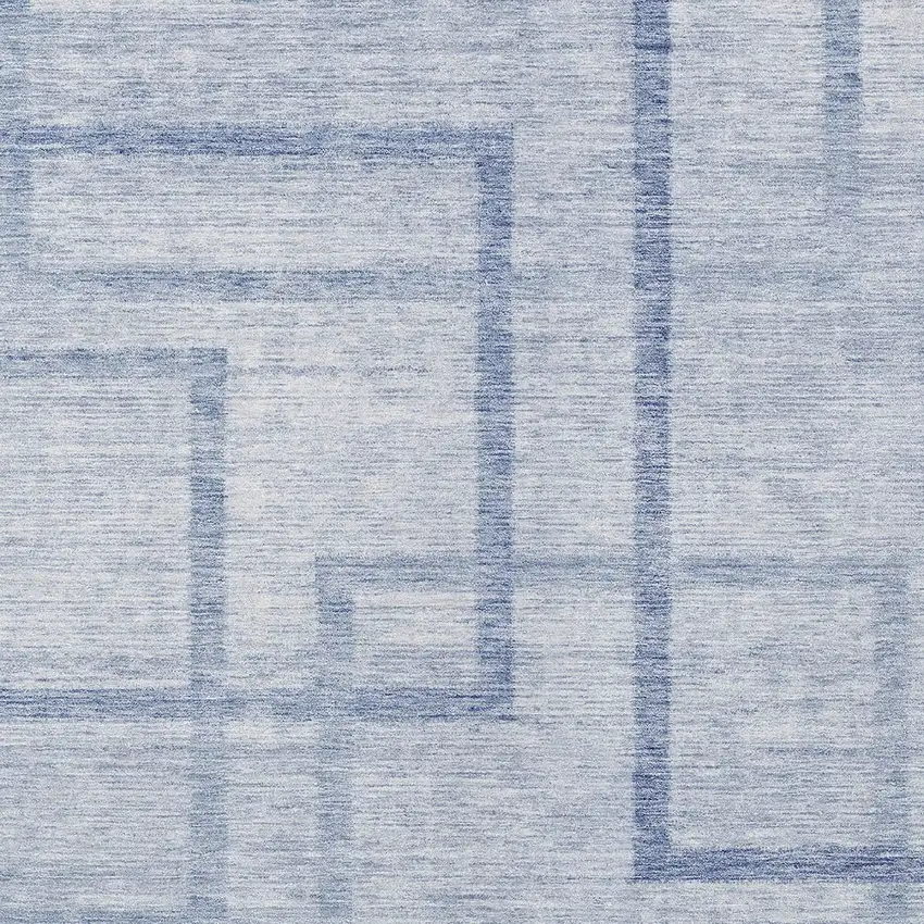 Sky Blue And Denim Blue Geometric Washable Indoor Outdoor Area Rug Photo 6