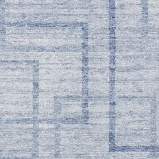 Sky Blue And Denim Blue Geometric Washable Indoor Outdoor Area Rug Photo 6