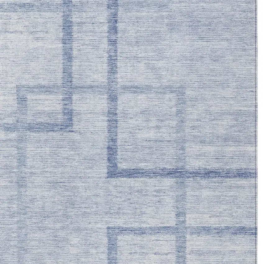 Sky Blue And Denim Blue Geometric Washable Indoor Outdoor Area Rug Photo 6