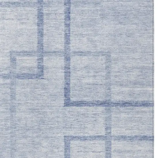 Sky Blue And Denim Blue Geometric Washable Indoor Outdoor Area Rug Photo 6