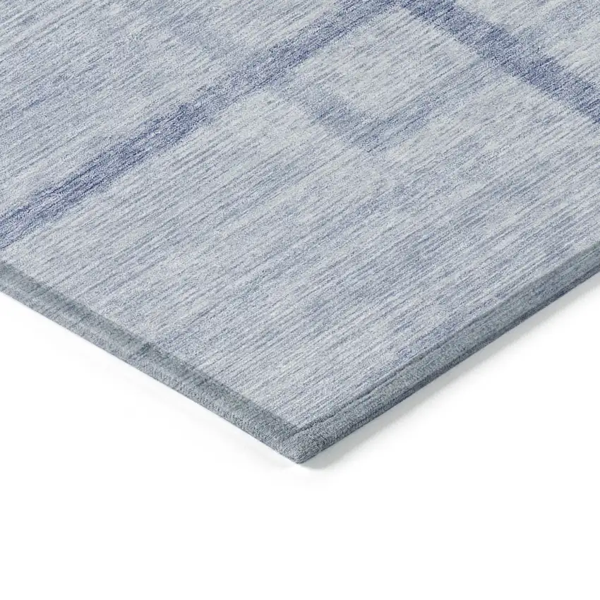 Sky Blue And Denim Blue Geometric Washable Indoor Outdoor Area Rug Photo 5