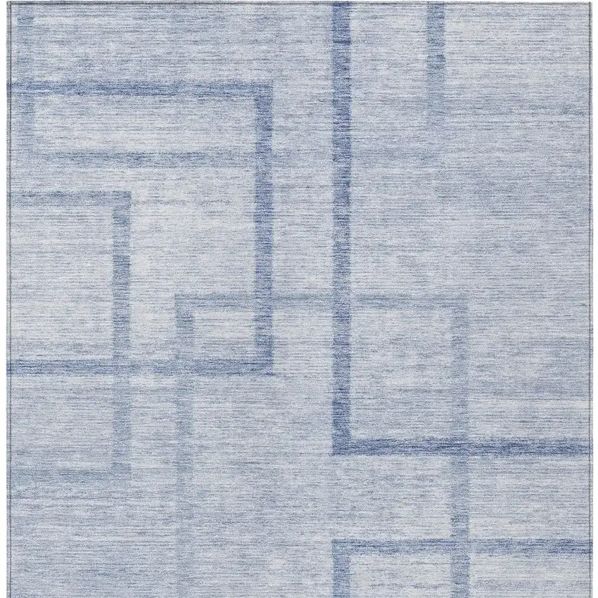 Sky Blue And Denim Blue Geometric Washable Indoor Outdoor Area Rug Photo 7