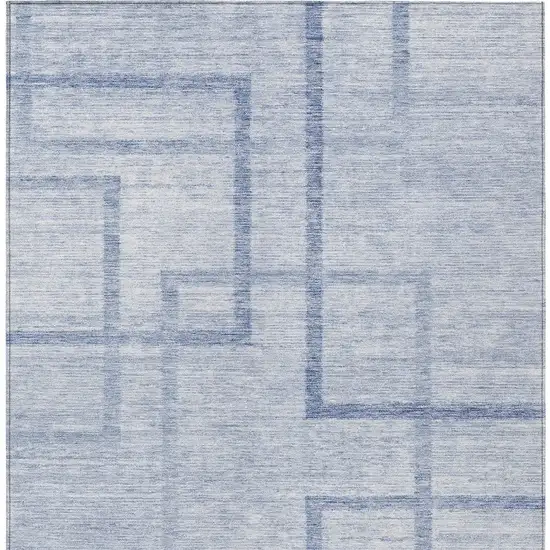 Sky Blue And Denim Blue Geometric Washable Indoor Outdoor Area Rug Photo 6