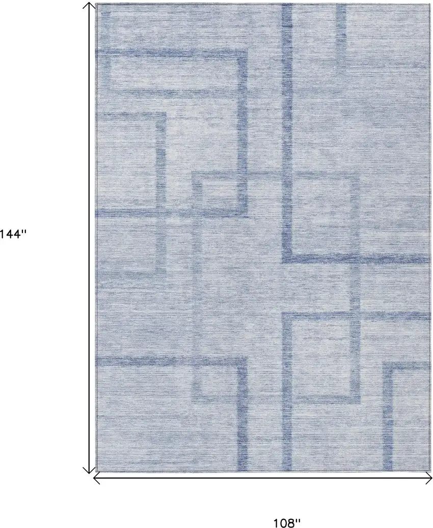 Sky Blue And Denim Blue Geometric Washable Indoor Outdoor Area Rug Photo 3