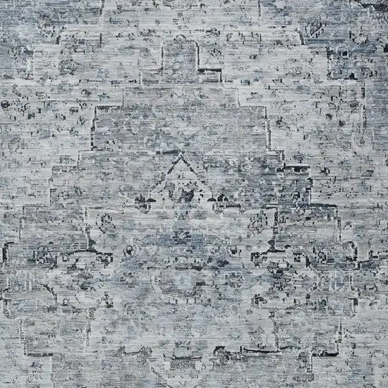 Sky Blue And Denim Blue Medallion Washable Indoor Outdoor Area Rug Photo 3