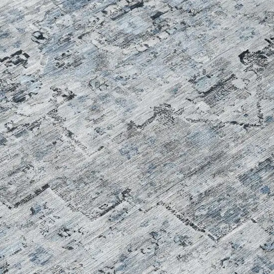 Sky Blue And Denim Blue Medallion Washable Indoor Outdoor Area Rug Photo 8
