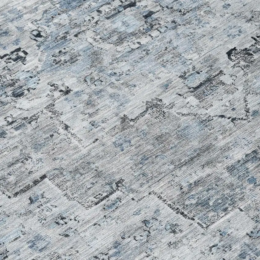 Sky Blue And Denim Blue Medallion Washable Indoor Outdoor Area Rug Photo 8