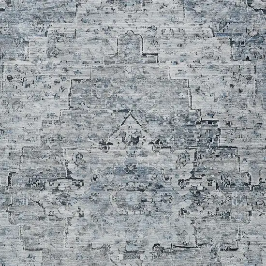 Sky Blue And Denim Blue Medallion Washable Indoor Outdoor Area Rug Photo 6