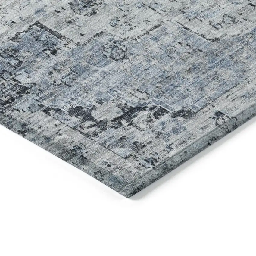 Sky Blue And Denim Blue Medallion Washable Indoor Outdoor Area Rug Photo 5