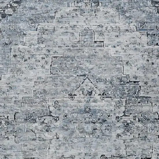 Sky Blue And Denim Blue Medallion Washable Indoor Outdoor Area Rug Photo 4