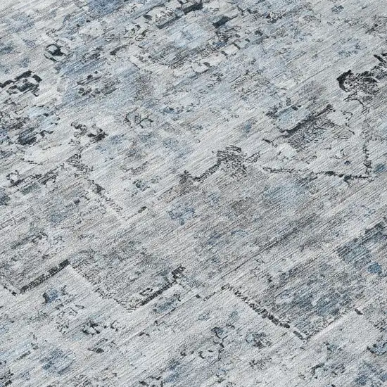 Sky Blue And Denim Blue Medallion Washable Indoor Outdoor Area Rug Photo 8