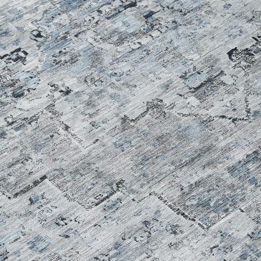 Sky Blue And Denim Blue Medallion Washable Indoor Outdoor Area Rug Photo 8