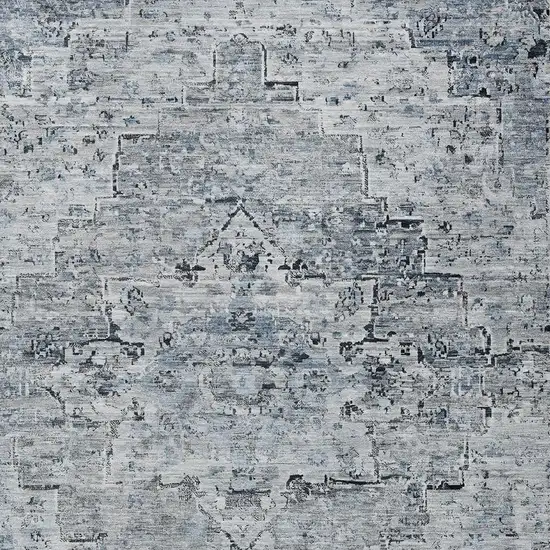 Sky Blue And Denim Blue Medallion Washable Indoor Outdoor Area Rug Photo 4