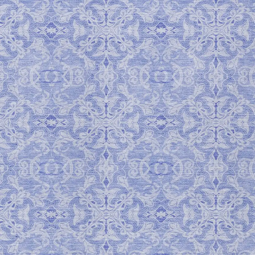 Sky Blue And Denim Blue Medallion Washable Indoor Outdoor Area Rug Photo 5