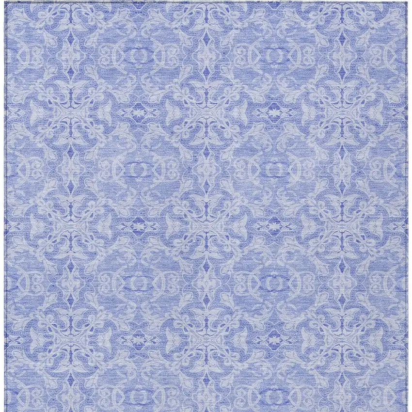 Sky Blue And Denim Blue Medallion Washable Indoor Outdoor Area Rug Photo 6