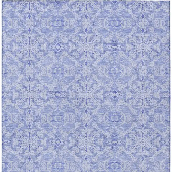 Sky Blue And Denim Blue Medallion Washable Indoor Outdoor Area Rug Photo 6