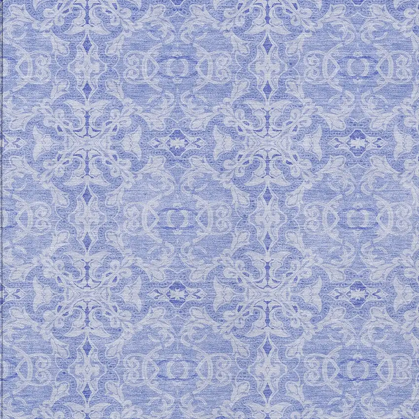Sky Blue And Denim Blue Medallion Washable Indoor Outdoor Area Rug Photo 5