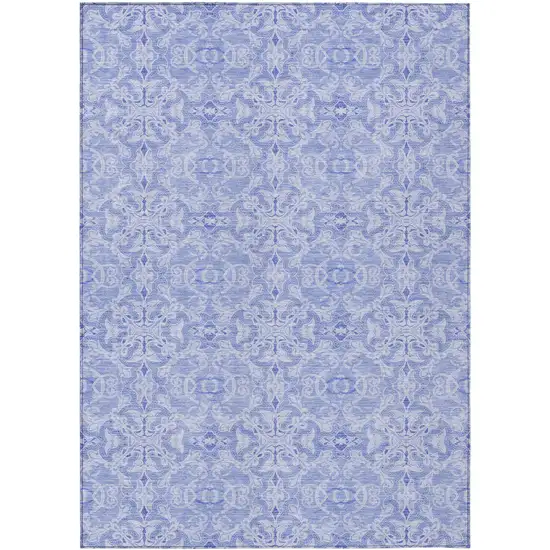 Sky Blue And Denim Blue Medallion Washable Indoor Outdoor Area Rug Photo 2