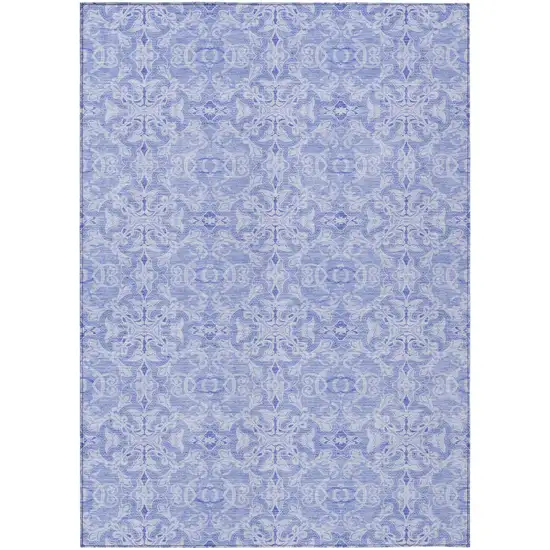 Sky Blue And Denim Blue Medallion Washable Indoor Outdoor Area Rug Photo 2