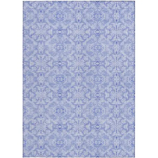 Sky Blue And Denim Blue Medallion Washable Indoor Outdoor Area Rug Photo 6