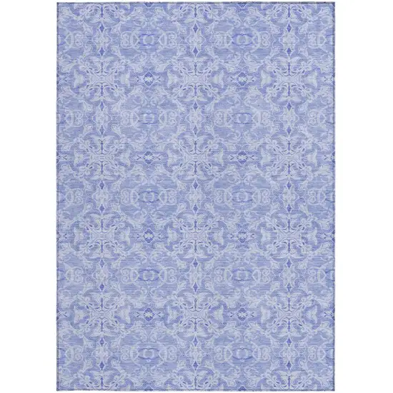 Sky Blue And Denim Blue Medallion Washable Indoor Outdoor Area Rug Photo 6