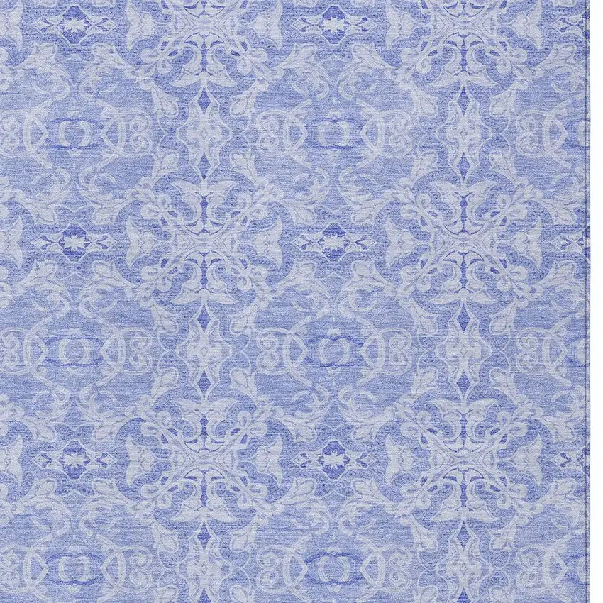 Sky Blue And Denim Blue Medallion Washable Indoor Outdoor Area Rug Photo 5