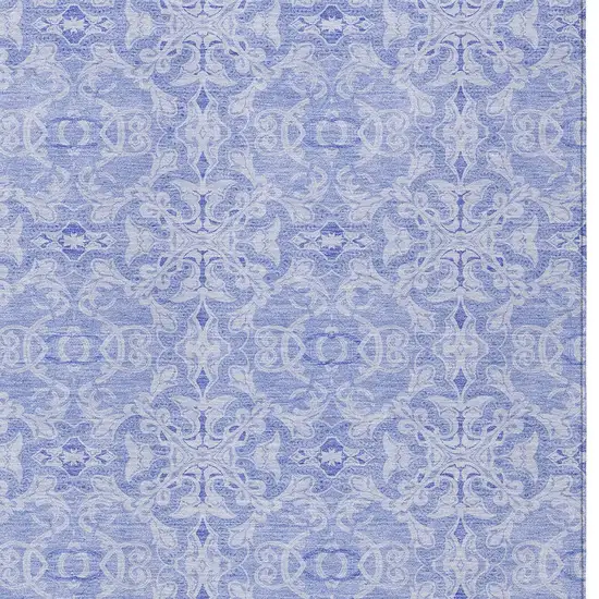 Sky Blue And Denim Blue Medallion Washable Indoor Outdoor Area Rug Photo 5