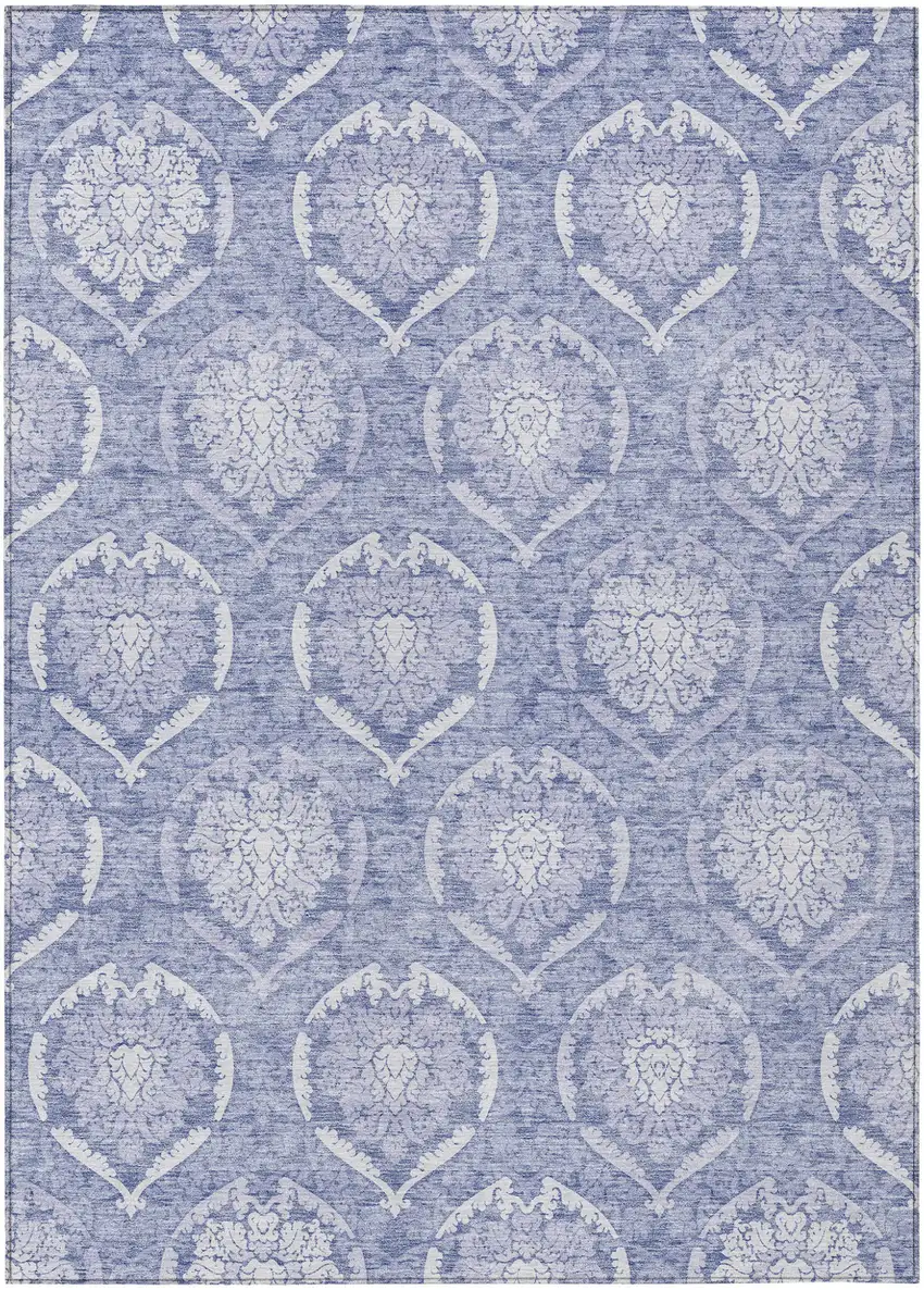Sky Blue And Denim Blue Medallion Washable Indoor Outdoor Area Rug Photo 2