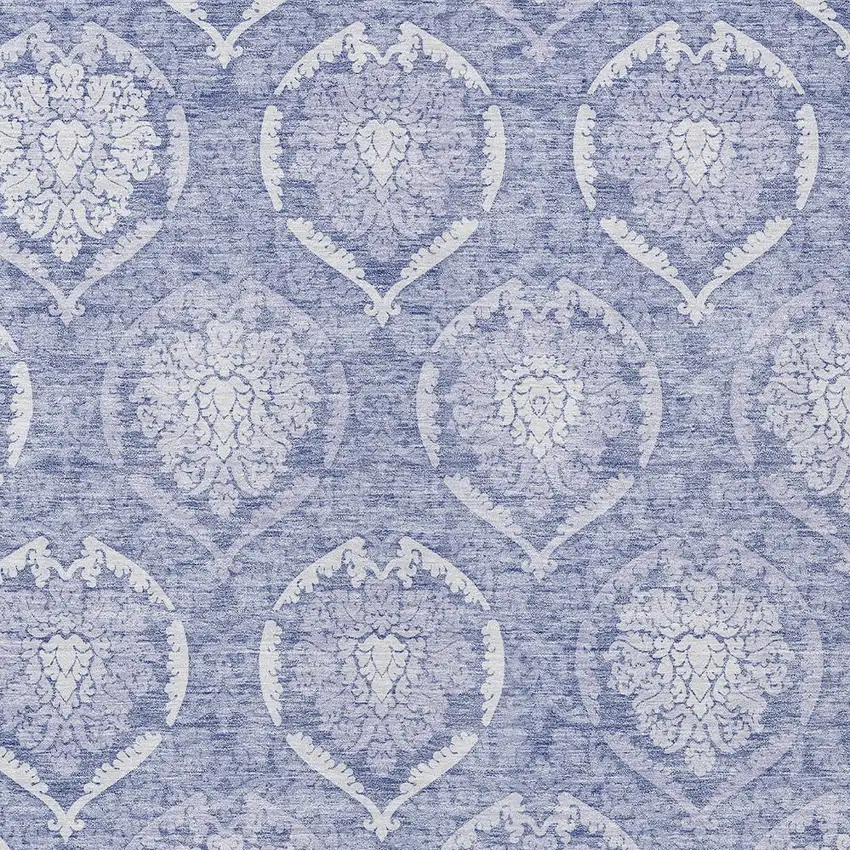 Sky Blue And Denim Blue Medallion Washable Indoor Outdoor Area Rug Photo 6