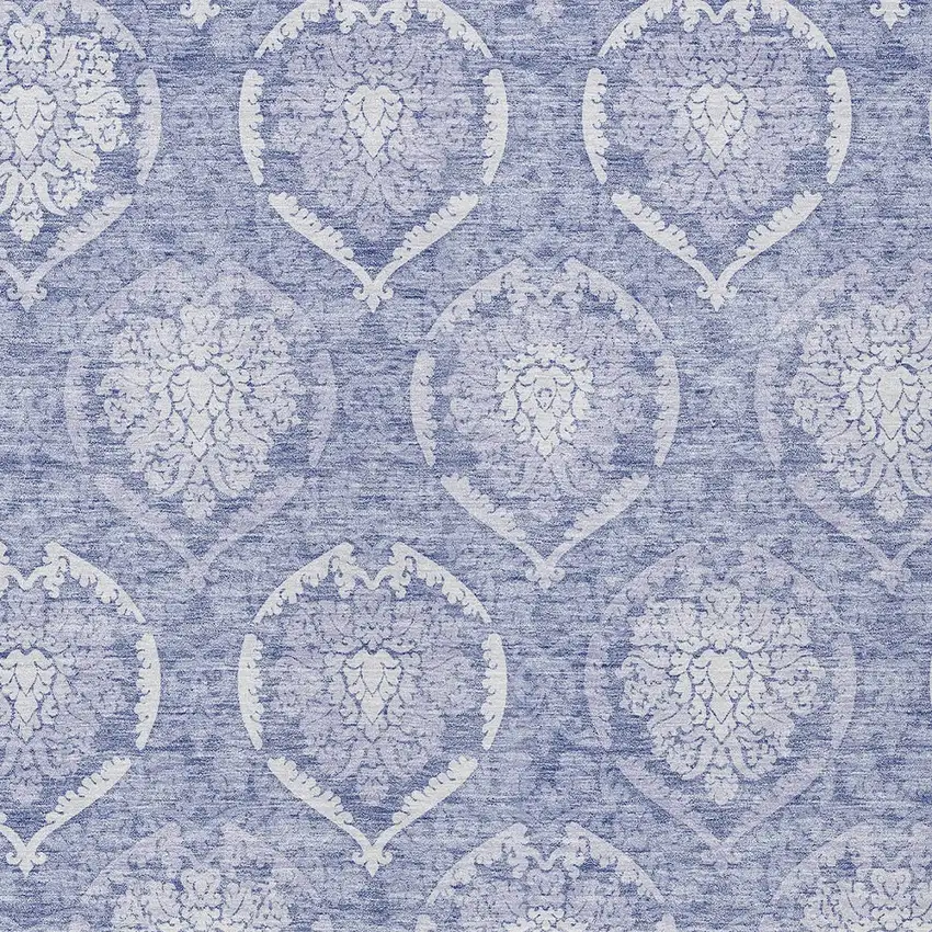 Sky Blue And Denim Blue Medallion Washable Indoor Outdoor Area Rug Photo 6