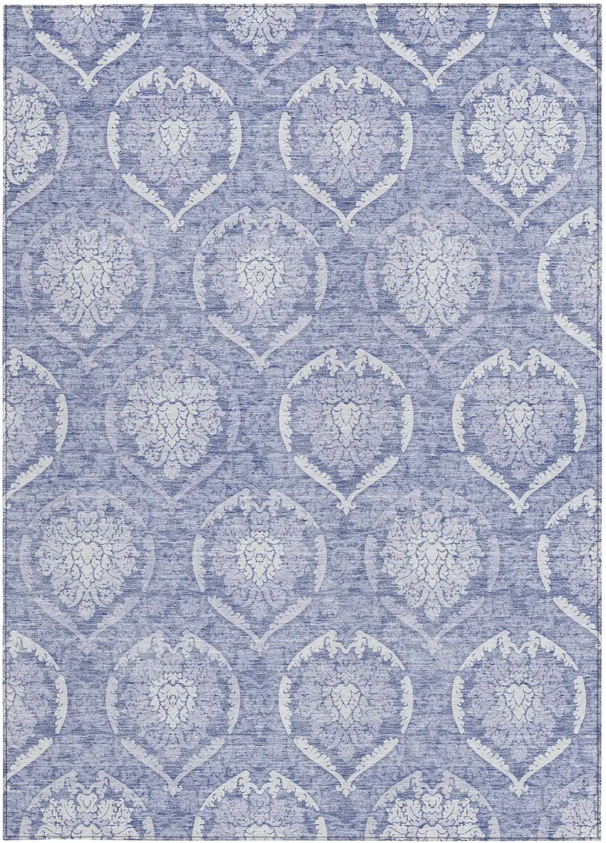 Sky Blue And Denim Blue Medallion Washable Indoor Outdoor Area Rug Photo 7