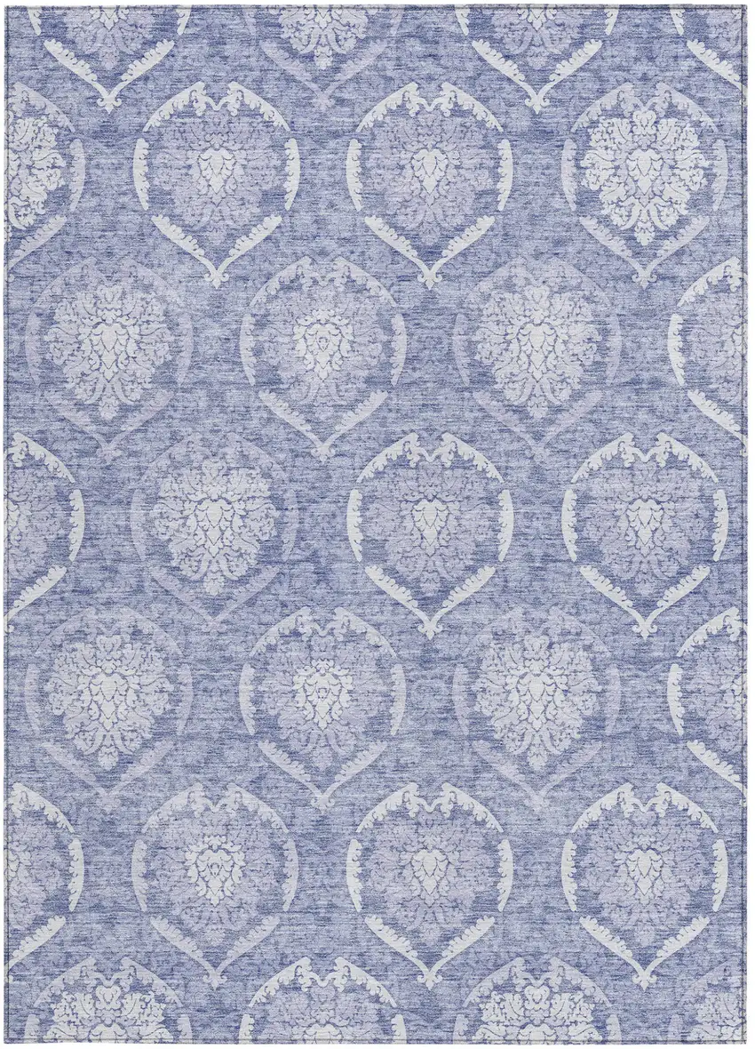 Sky Blue And Denim Blue Medallion Washable Indoor Outdoor Area Rug Photo 7