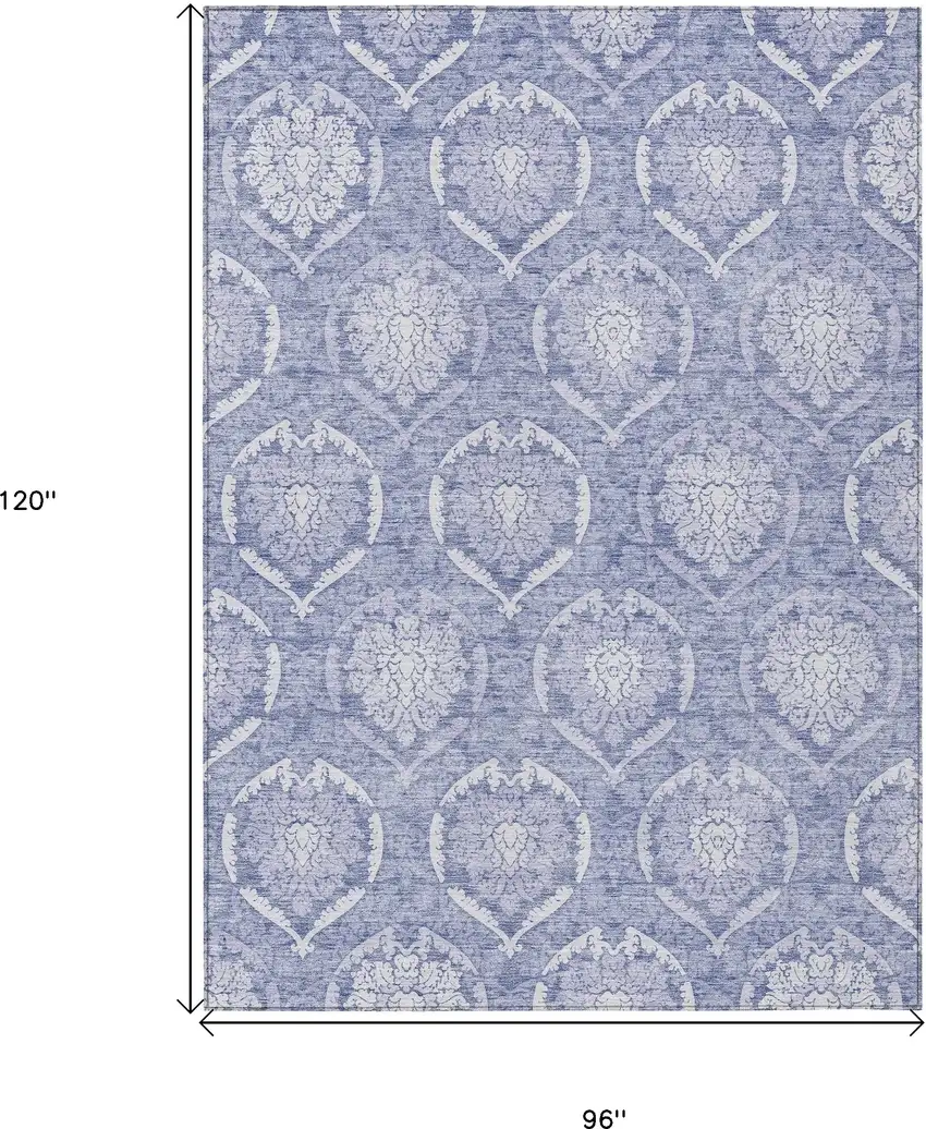 Sky Blue And Denim Blue Medallion Washable Indoor Outdoor Area Rug Photo 3