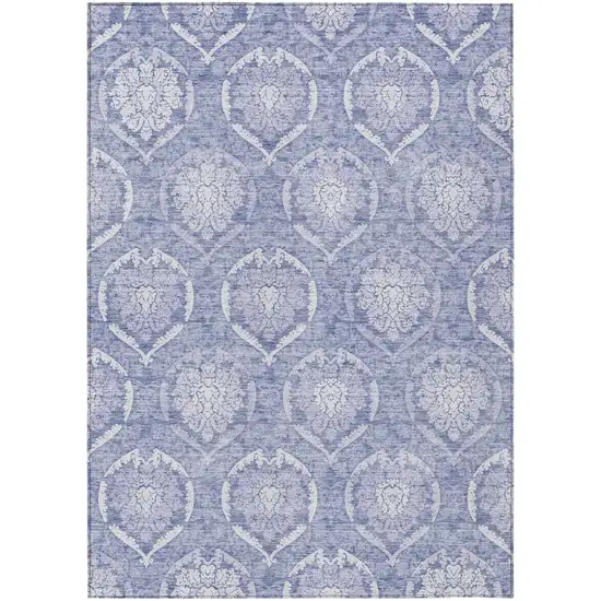 Sky Blue And Denim Blue Medallion Washable Indoor Outdoor Area Rug Photo 2
