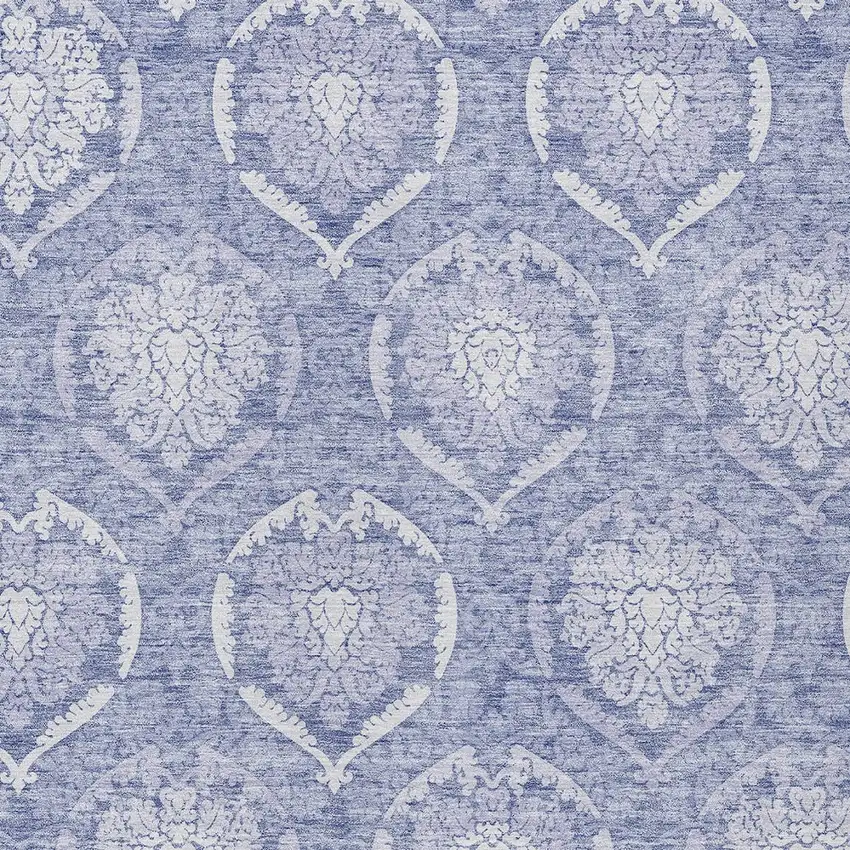 Sky Blue And Denim Blue Medallion Washable Indoor Outdoor Area Rug Photo 6