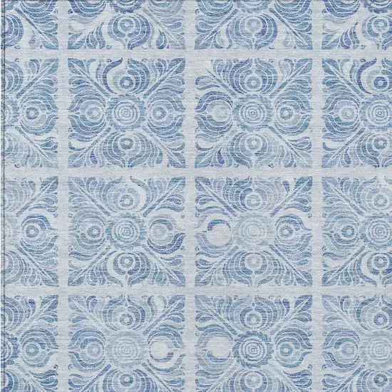 Sky Blue And Denim Blue Medallion Washable Indoor Outdoor Area Rug Photo 6