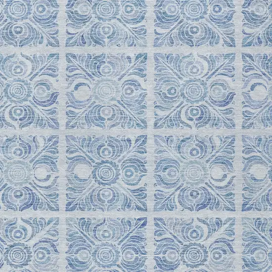 Sky Blue And Denim Blue Medallion Washable Indoor Outdoor Area Rug Photo 6