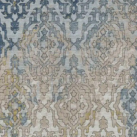 Sky Blue And Denim Blue Medallion Washable Indoor Outdoor Area Rug Photo 6