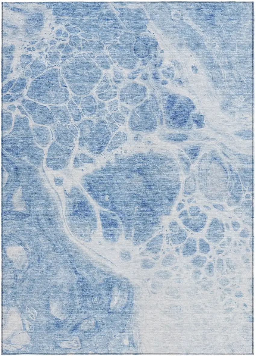 Sky Blue And Denim Blue Nautical Washable Indoor Outdoor Area Rug Photo 6
