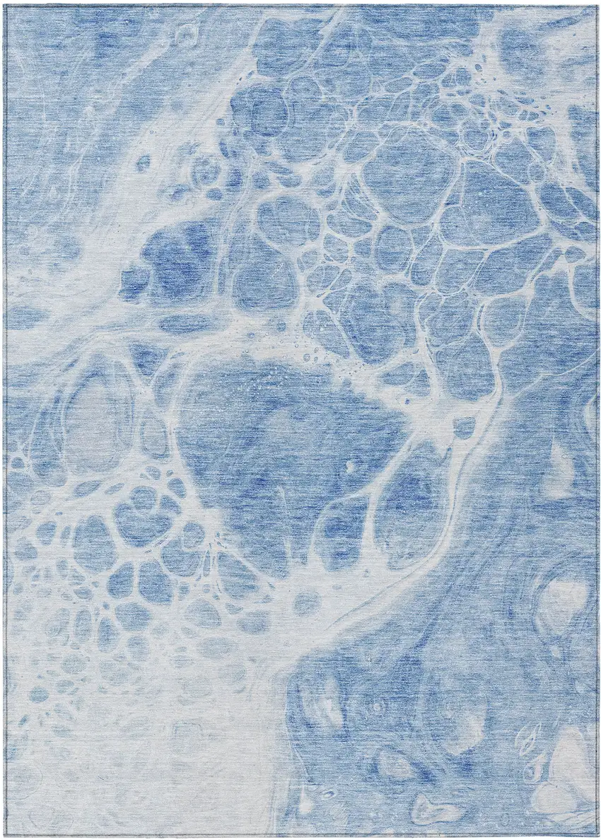 Sky Blue And Denim Blue Nautical Washable Indoor Outdoor Area Rug Photo 2
