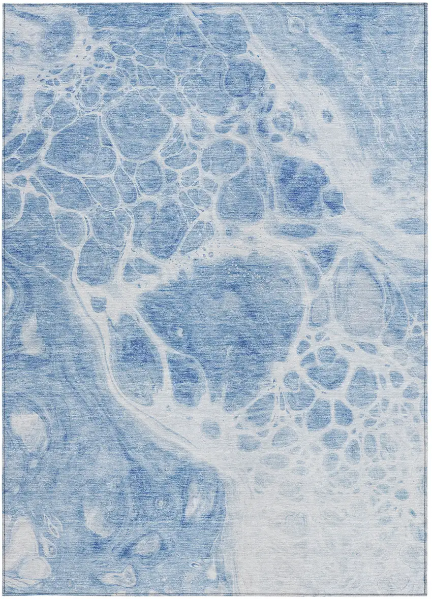 Sky Blue And Denim Blue Nautical Washable Indoor Outdoor Area Rug Photo 6