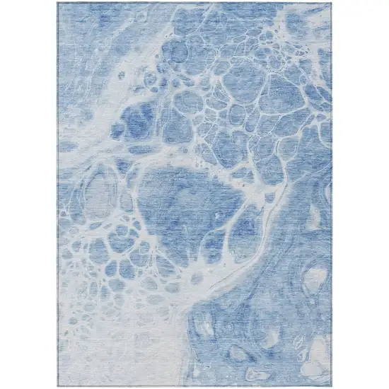 Sky Blue And Denim Blue Nautical Washable Indoor Outdoor Area Rug Photo 2