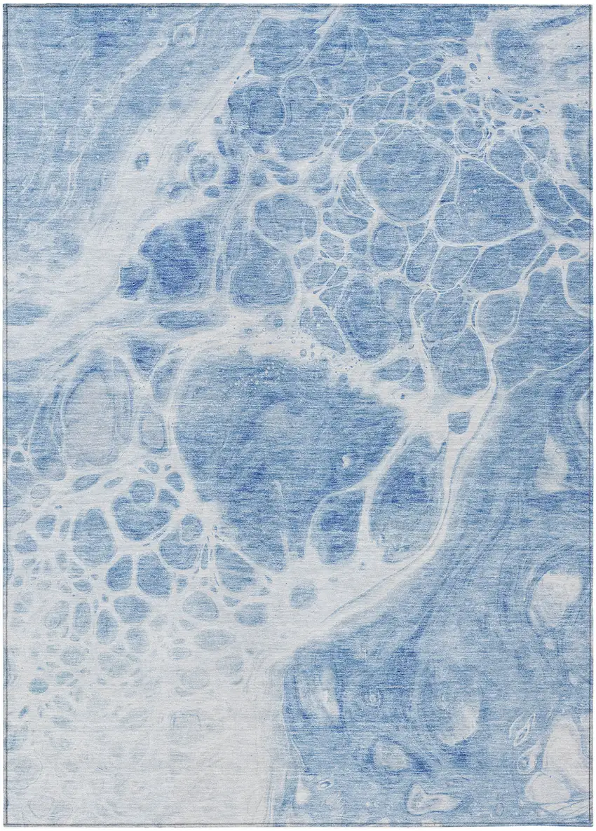Sky Blue And Denim Blue Nautical Washable Indoor Outdoor Area Rug Photo 2