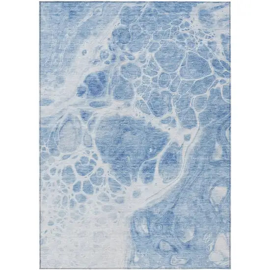 Sky Blue And Denim Blue Nautical Washable Indoor Outdoor Area Rug Photo 2